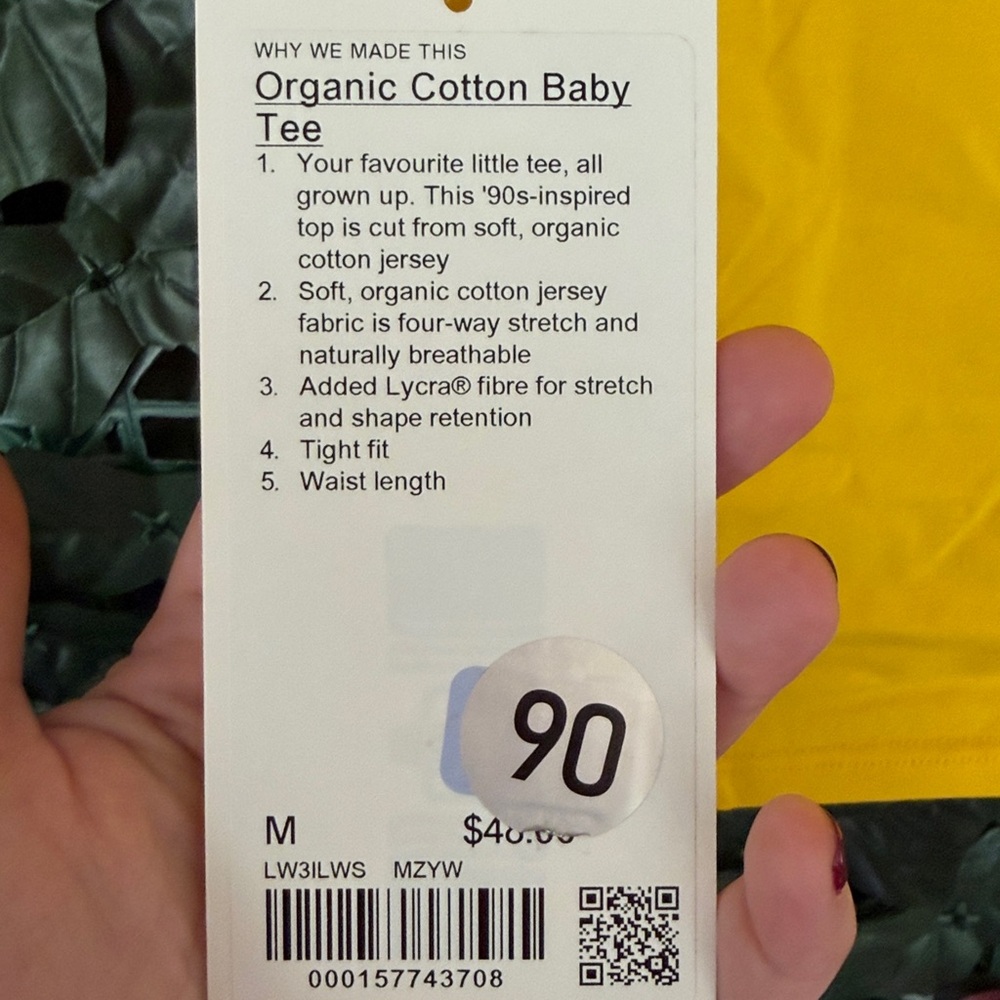 NWT Lululemon Organic Cotton Baby Tee Size Medium - Picture 4 of 4